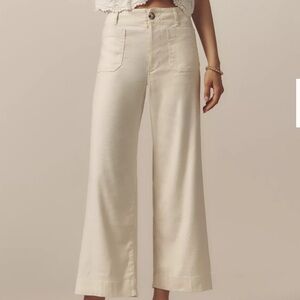 🤍Anthropologie The Colette Linen Blend Crop Wide-Leg Pants by Maeve. size 25.
